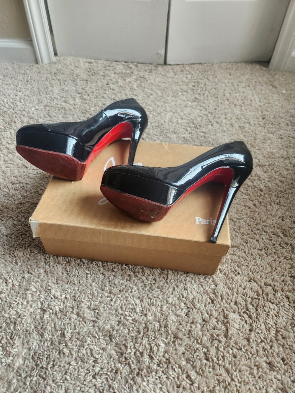 Christian Louboutin Bianca 140 Black Patent Pumps EU 38 Red Sole w/ Box - Picture 3 of 11